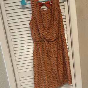Hello Miss Vibrant Orange Patterned Mini Dress